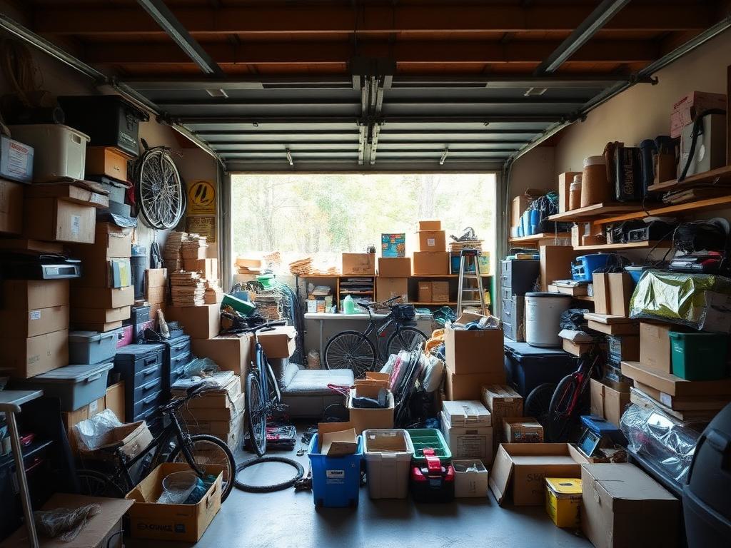 Cluttered El Paso garage before clean-out